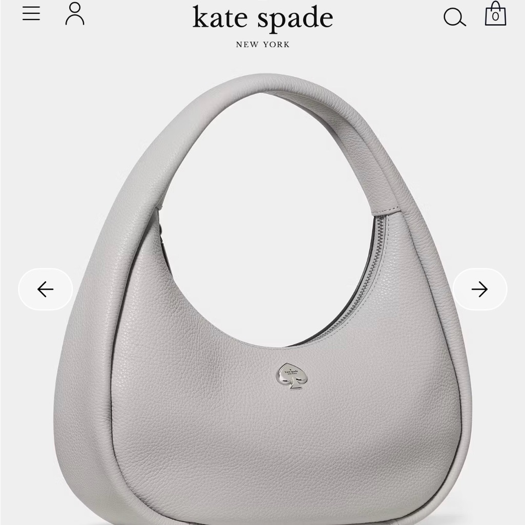 Kate Spade Light Gray Hobo Bag. Kayla Crescent Shoulder Bag